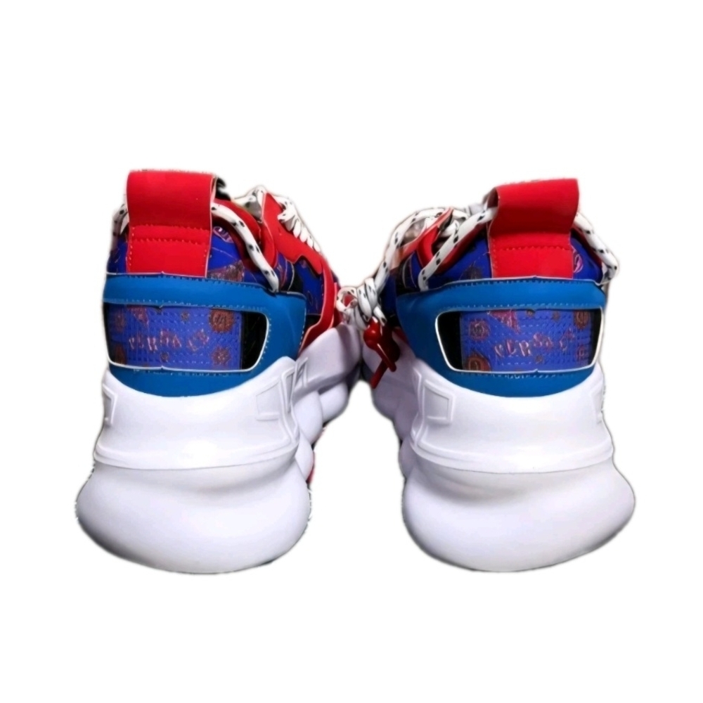 Versace Red & Blue Chain Reaction-Style Sneaker EU 45 US Mens Size 11.5 -12 - Picture 4 of 8